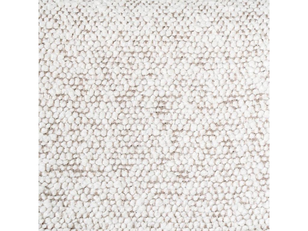 Meubiana - Set of 6 Chairs in White Mottled Bouclé Fabric with Black Metal Backrest and Legs