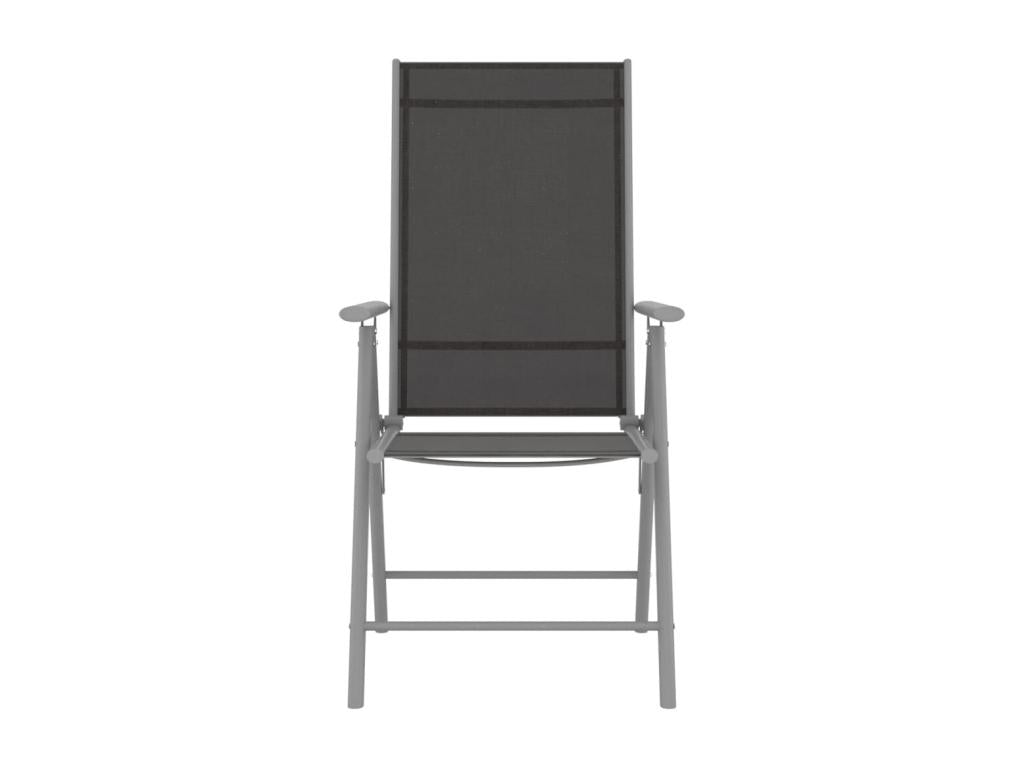 6-Piece Folding Garden Chairs, Black Textilene