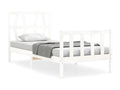 Bed frame without mattress, white, solid pine wood