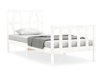 Bed frame without mattress, white, solid pine wood