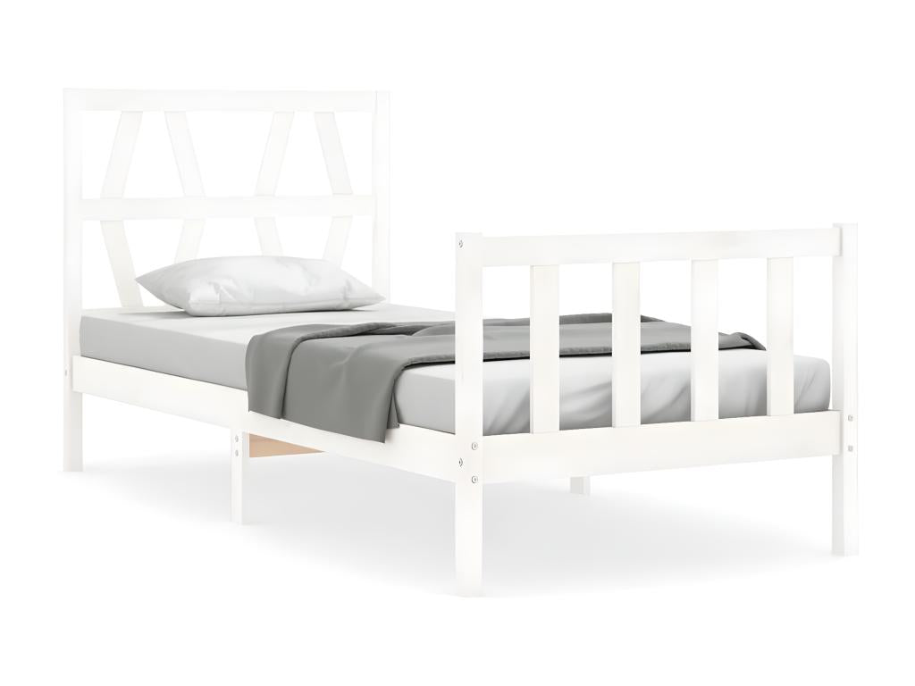 Bed frame without mattress, white, solid pine wood
