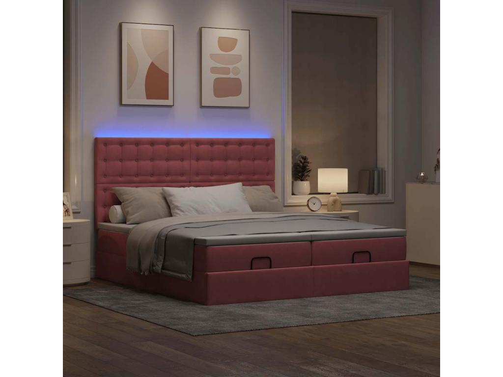 Ottoman bed frame with pink velvet mattress 200x200 cm