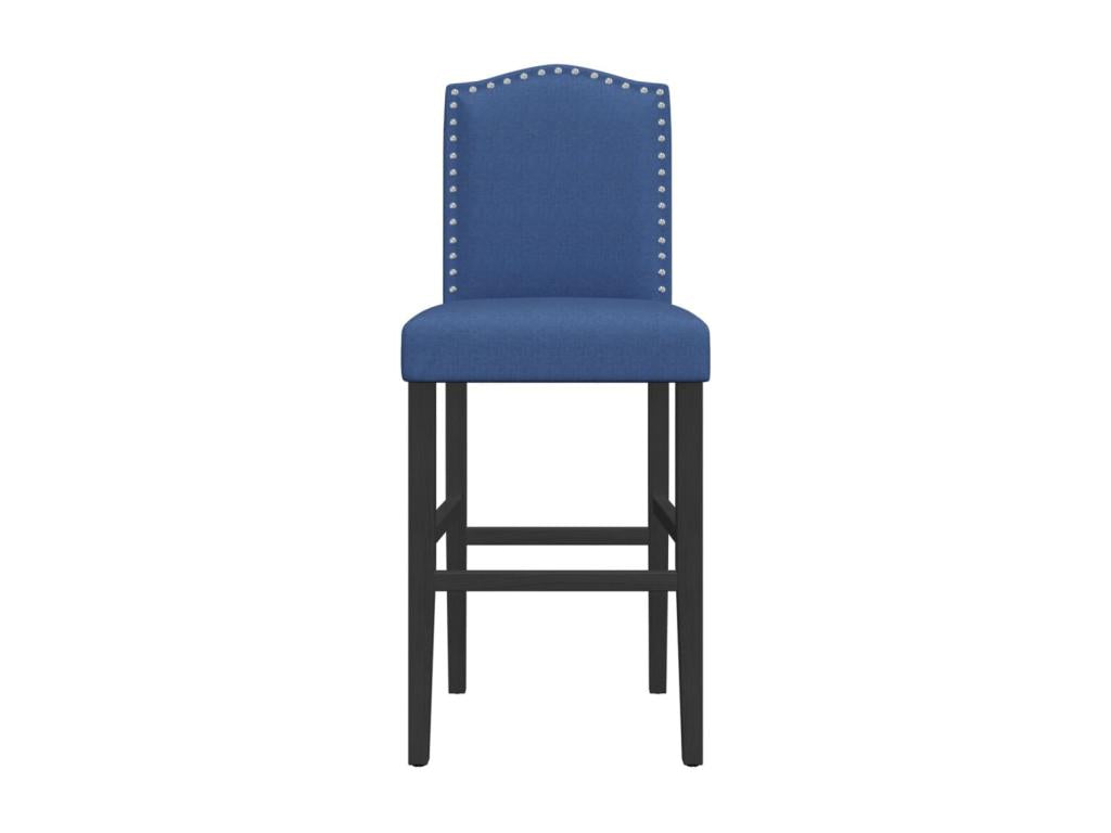 Set of 2 bar stools in solid rubberwood and fabric