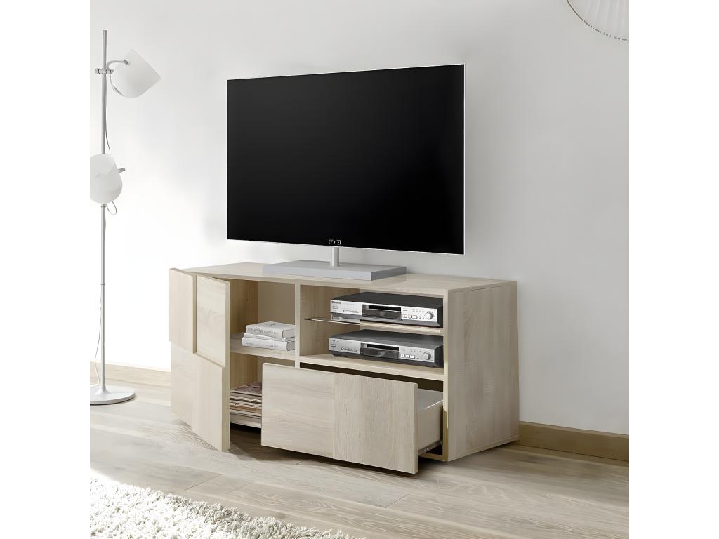 Small TV stand with 1 door and 1 drawer, 121 cm wide - Dama