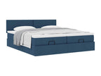 Ottoman bed frame with blue mattress 180x200 cm fabric