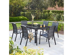 Extendable black aluminum garden furniture set for 6/10 people