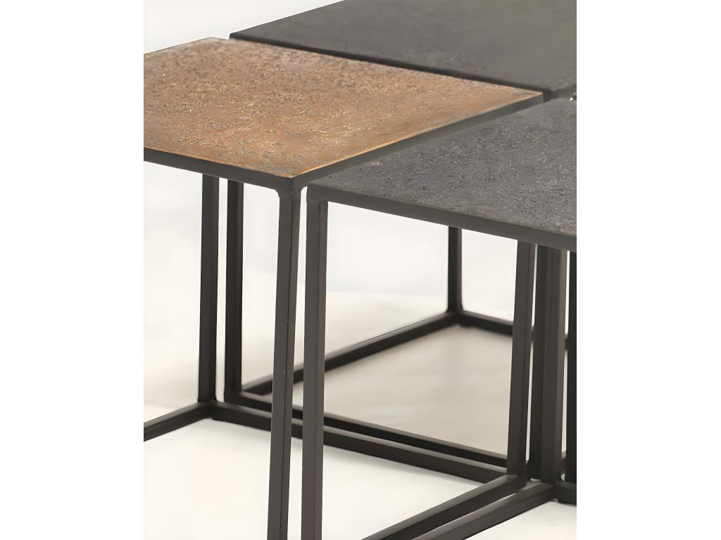 Meubiana - Square coffee table in two-tone black and gold metal
