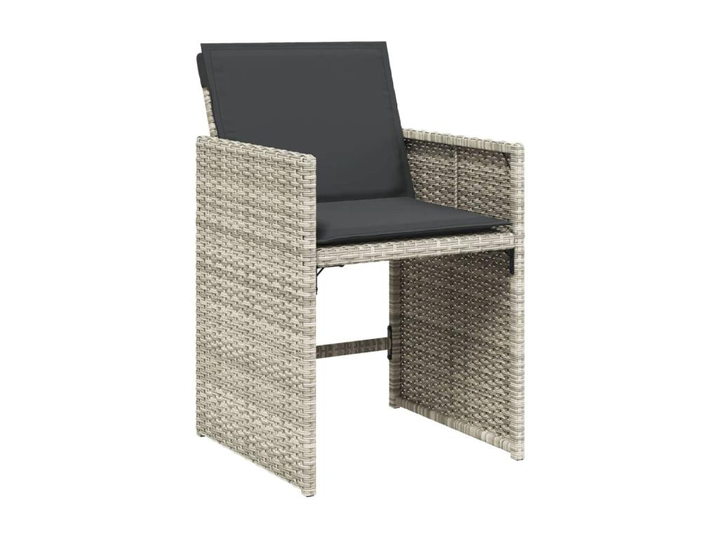 11-piece garden dining set with grey poly rattan cushions