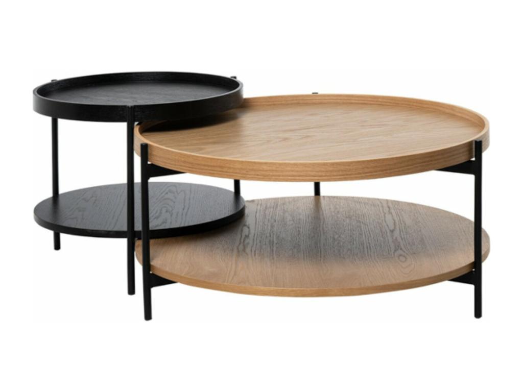 Meubiana Modern Round Coffee Table - Black - 80cm Diameter