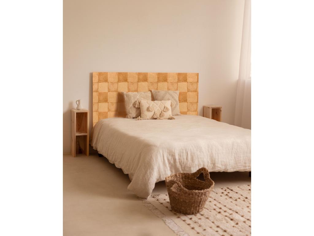 Natural pine wood headboard with print, 180x80cm - Meubiana