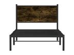 Metal bed frame with smoked oak headboard, 100x190 cm