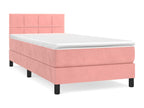 Upholstered bed base with mattress, pink, 90x190 cm, velvet