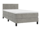 Upholstered bed base and mattress, light grey, 80x200 cm, velvet