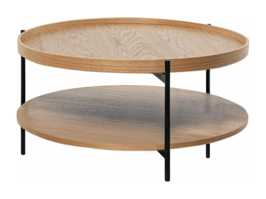 Meubiana Modern Round Coffee Table - Black - 80cm Diameter