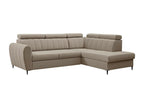Meubiana 125 Corner Sofa Light Brown with Sleeping Function and Bedding Box 264x200cm