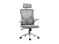 Adjustable ergonomic office chair - tilt function, lumbar support, adjustable headrest - white/grey