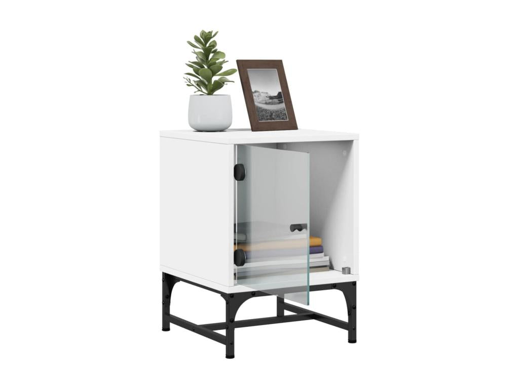 Meubiana Premium - Bedside tables with glass doors, 2 pcs, white, 35x37x50 cm