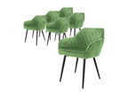 Set of 6 velvet upholstered dining chairs, sage green armchairs