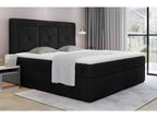 Complete box spring set including headboard, bed base, mattress, and mattress topper by Meubiana - luxury black velvet - 180x200 cm