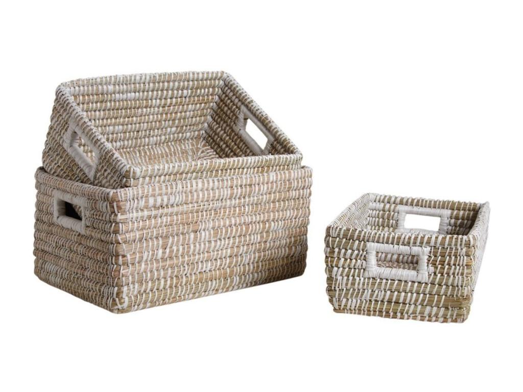 Rush storage baskets, set of 3