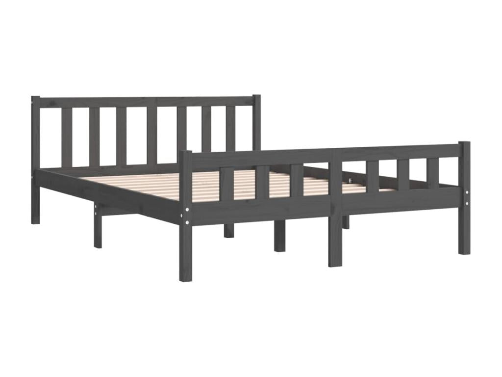 Bed frame Gray Solid wood 140x190 cm