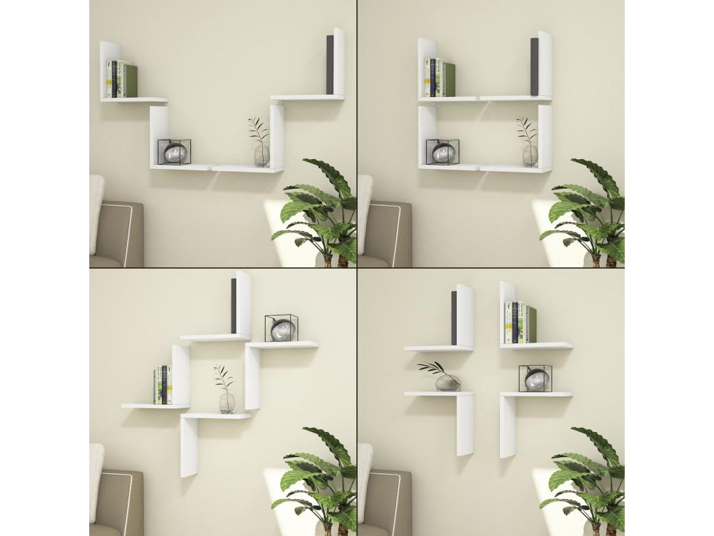 Set of 4 Broby wall shelves 30x30x16 cm white Meubiana
