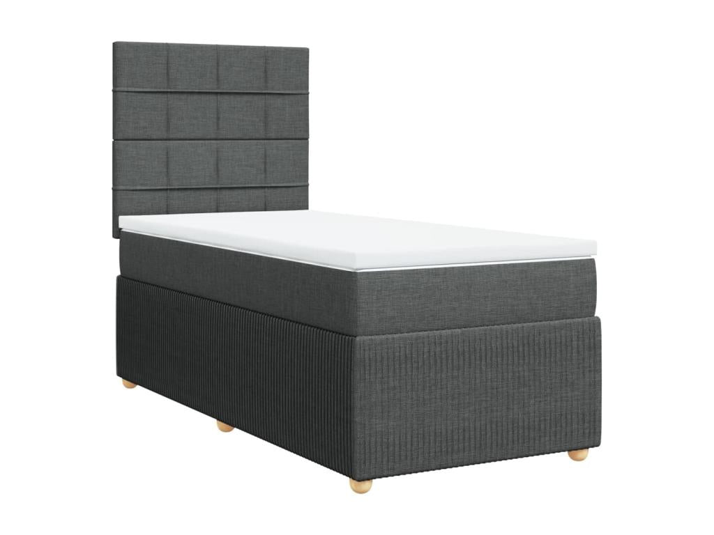 Meubiana bed base with mattress, dark grey, 90x200 cm, fabric