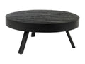 Meubiana - Round coffee table in recycled teak and metal, 74cm - Black
