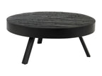 Meubiana - Round coffee table in recycled teak and metal, 74cm - Black