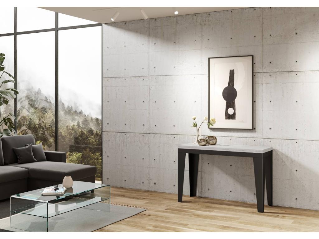 Flame Double Extendable Folding Table 120x45/90 cm White Ash with Anthracite Frame