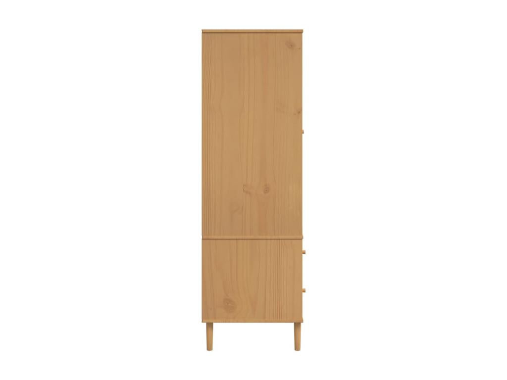 Meubiana wardrobe, brown rattan-look, solid pine wood