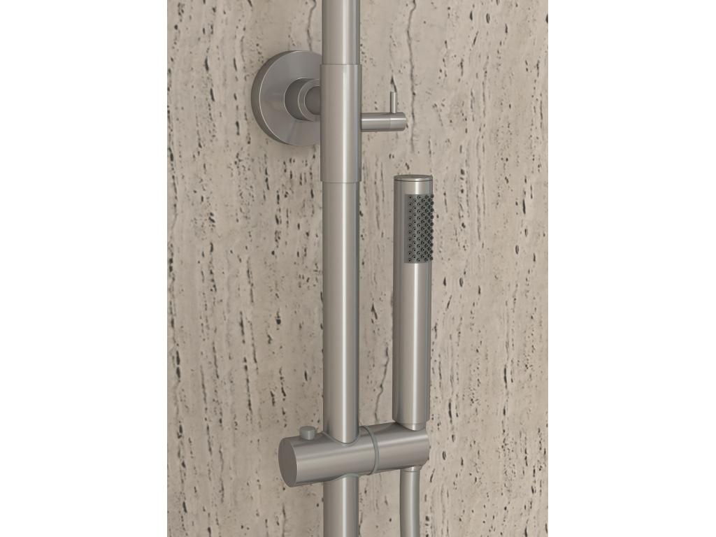 Thermostatic shower and bath column, brushed nickel - Meubiana