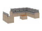 10-piece garden furniture set and cushions, méMeubiana beige woven resin