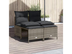 4-piece garden furniture set with grey resin wicker cushions