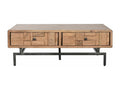 Coffee table/living room table in natural wood and black metal - length 115 x depth 70 x height 40 cm