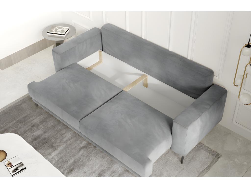 3/4 seater sofa bed with storage space - olive green - in quality Meubiana fabric