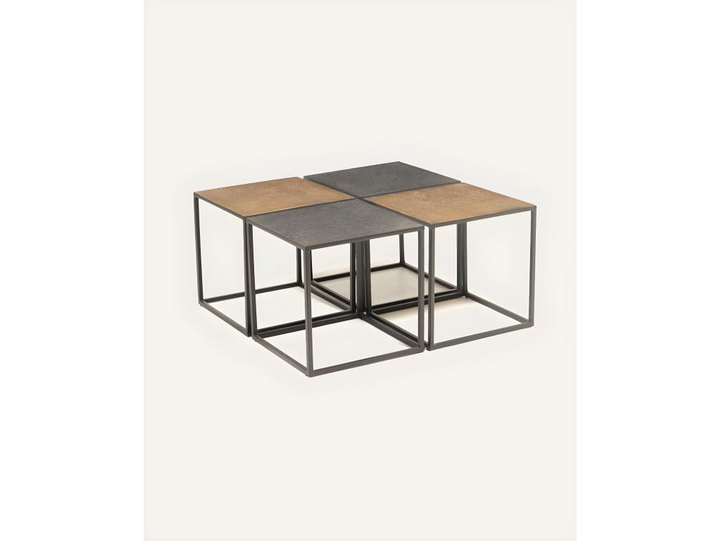 Meubiana - Square coffee table in two-tone black and gold metal