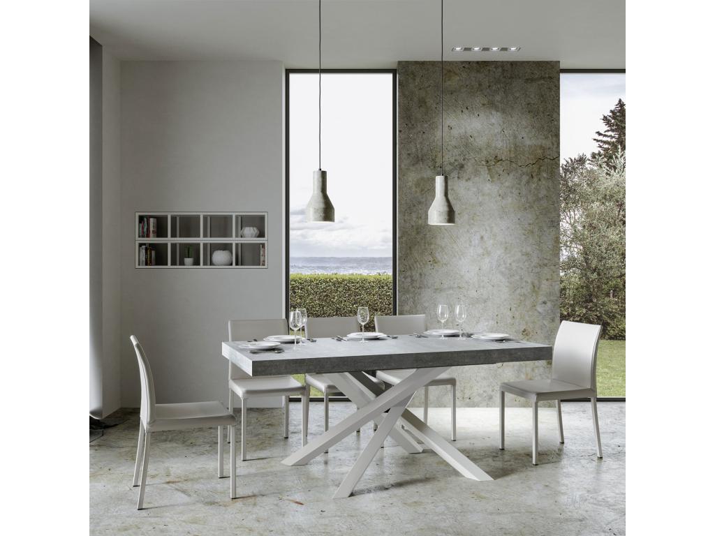 Extendable table 90x160/420 cm Volantis Concrete Grey with white frame