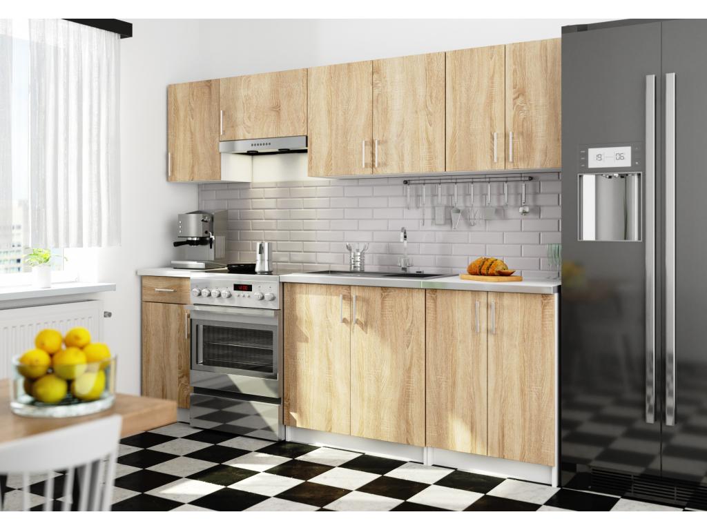 Meubiana White Kitchen Set 240 cm 11 doors 1 drawer Oak front Meubiana 240x44.5x203 cm