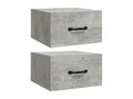 Wall-mounted bedside tables, 2 pcs, concrete grey, 35x35x20