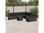 11-piece garden furniture set with cushions, black woven resin