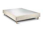Upholstered bed base in light beige fabric, 150x190 cm, H35cm