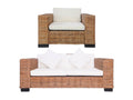 2-piece sofa set with cushions, natural rattan
