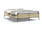 Meubiana oak bed frame 160x200 cm engineered wood and metal