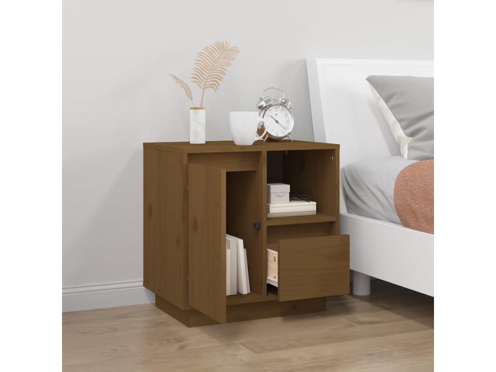 Bedside table, honey brown, 50x34x50 cm, solid pine wood