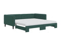 Daybed with pull-out bed and dark green 100x200 cm velvet mattress