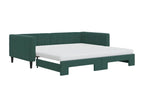 Daybed with pull-out bed and dark green 100x200 cm velvet mattress