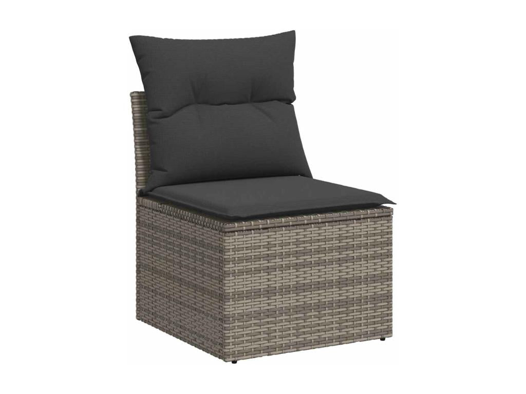 5-piece garden furniture set with grey resin wicker cushions