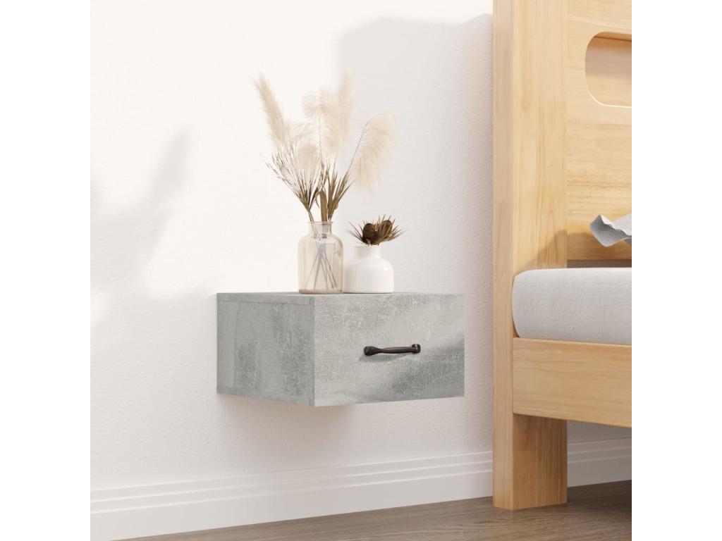 Wall-mounted bedside tables, 2 pcs, concrete grey, 35x35x20