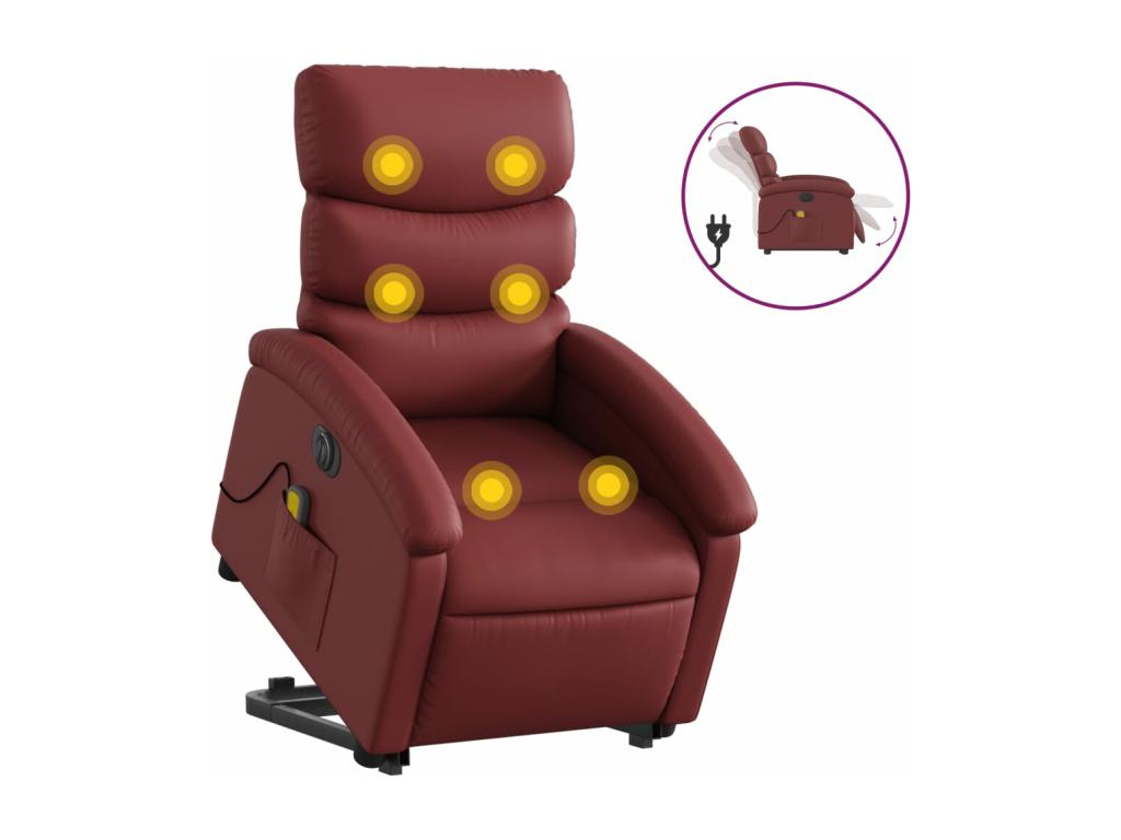 Burgundy red electric massage recliner